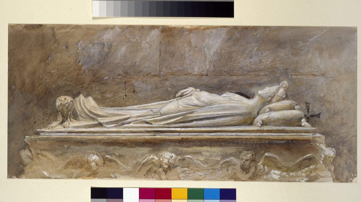 Ilaria del Carretto sírja a luccai dómban, 1874. augusztus 10. - szeptember 26. (akvarell és testszín grafit felett, papíron, néhány vonal uralkodott) alkotó: John Ruskin