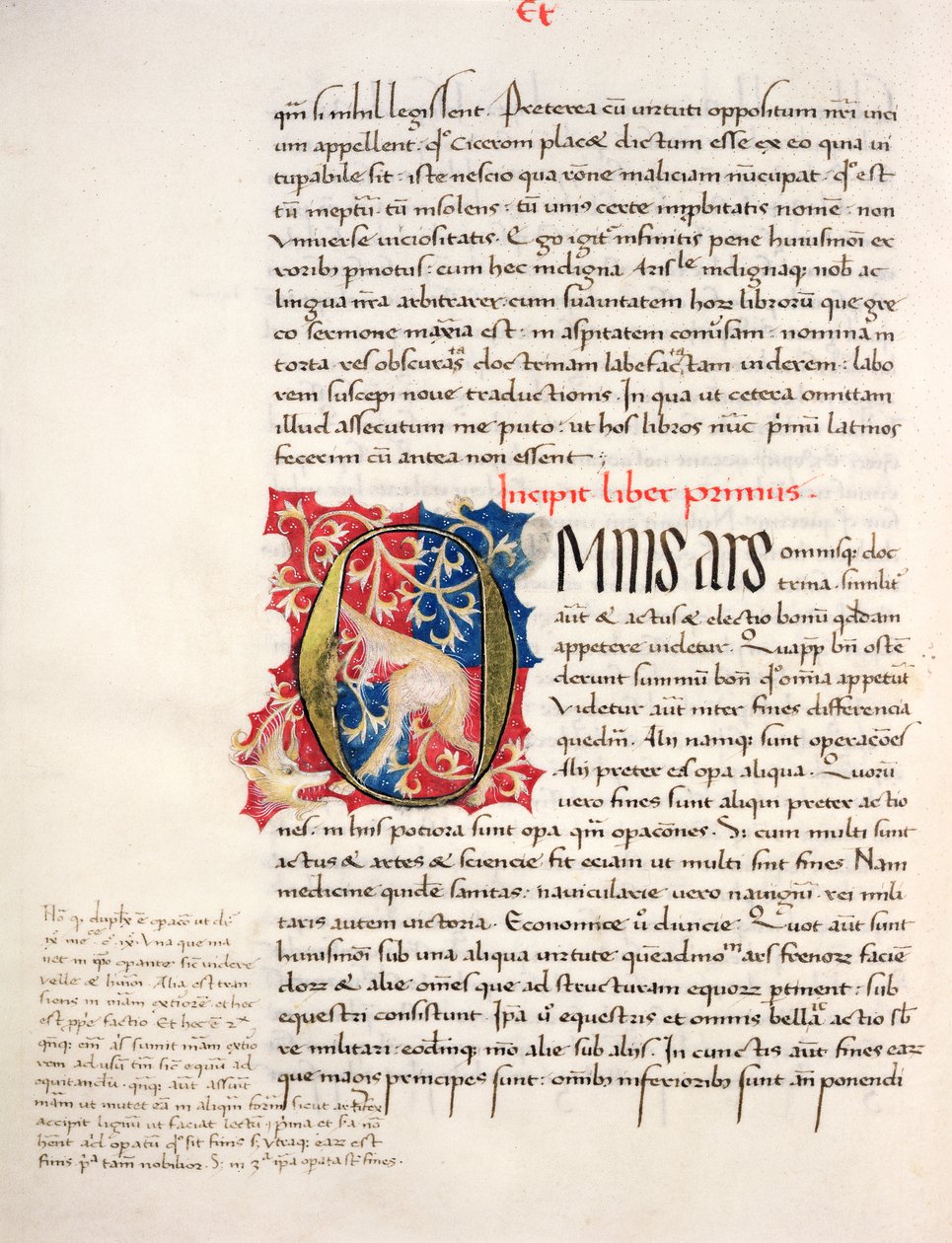 Ms.228, f.4v: Oldal Arisztotelész "Nikomachos etikája és politikája" című művéből, 1452. alkotó: John Russell
