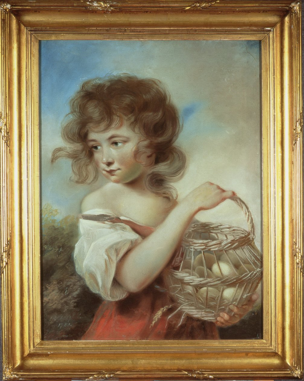 A lány egy kosár tojással, 1780 körül (pasztell) alkotó: John Russell