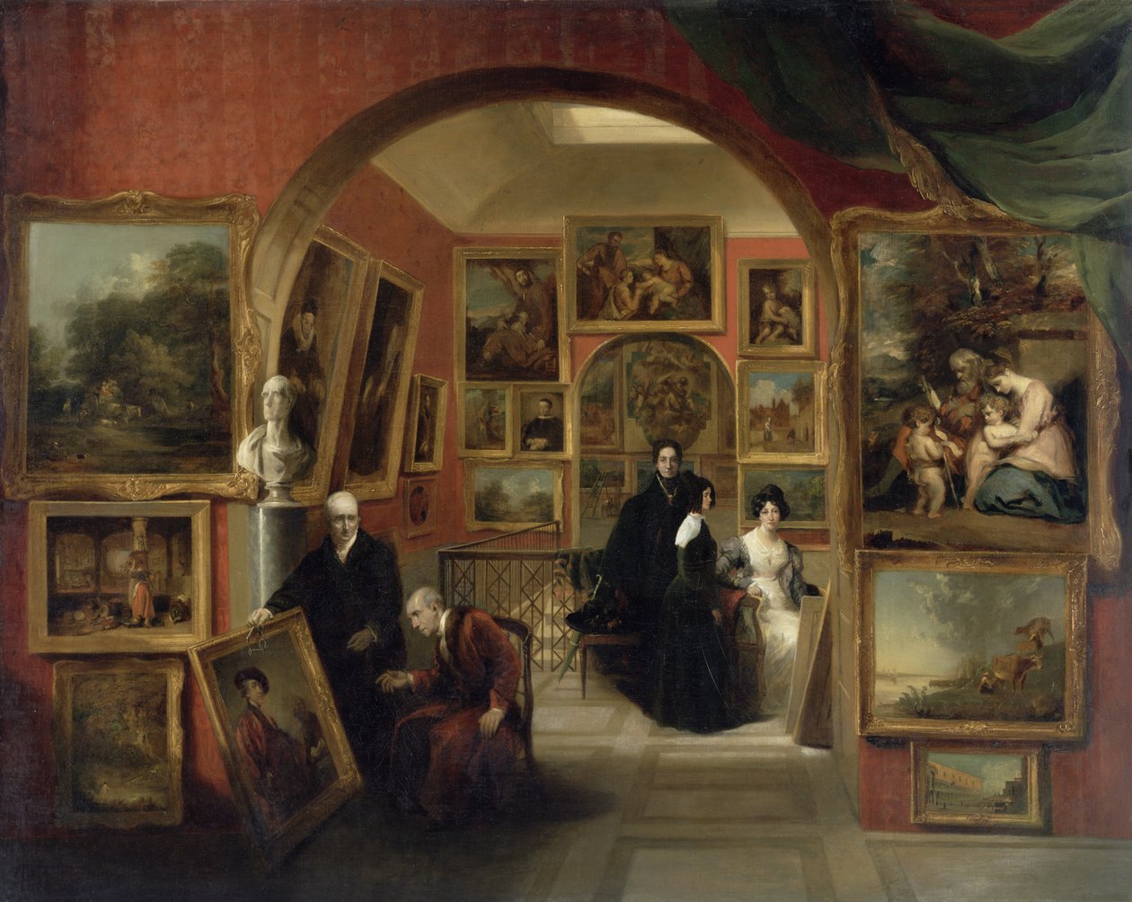 A British Institution Gallery belseje, 1829 alkotó: John Scarlett Davis