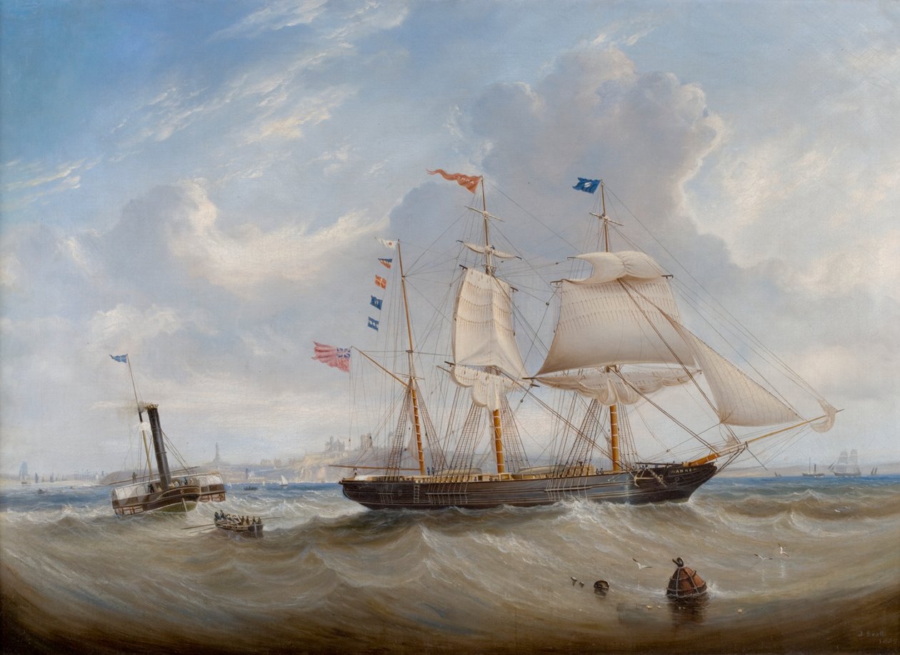 Az "Anne" vitorlás hajó elhagyja a Tyne folyót, 1859 alkotó: John Scott