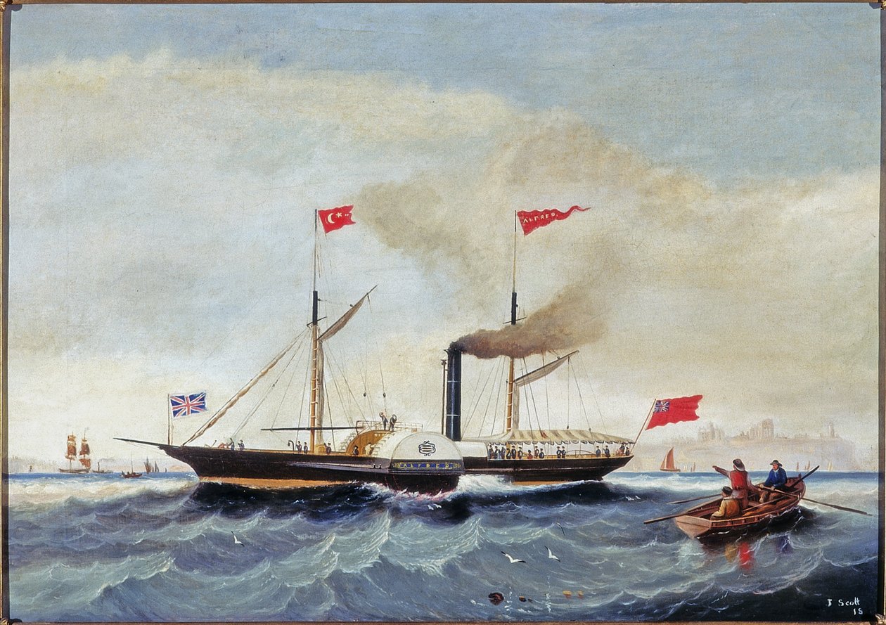 A Steam Tug „Alfred” Tynemouth mellett, 1856 körül alkotó: John Scott