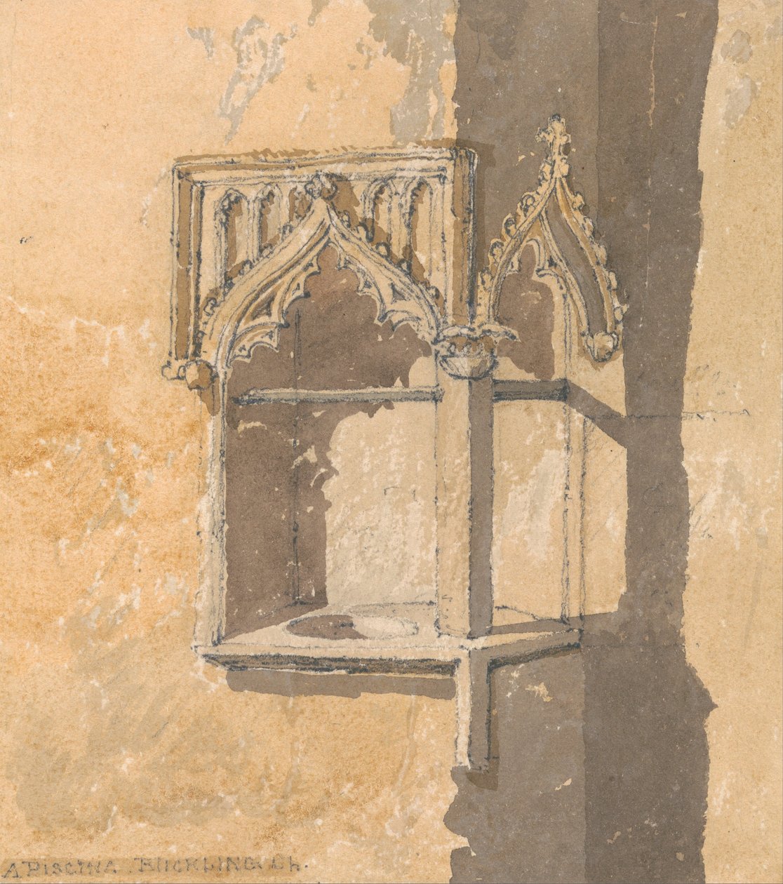 A Piscina a Blickling Church -ban, Norfolk alkotó: John Sell Cotman
