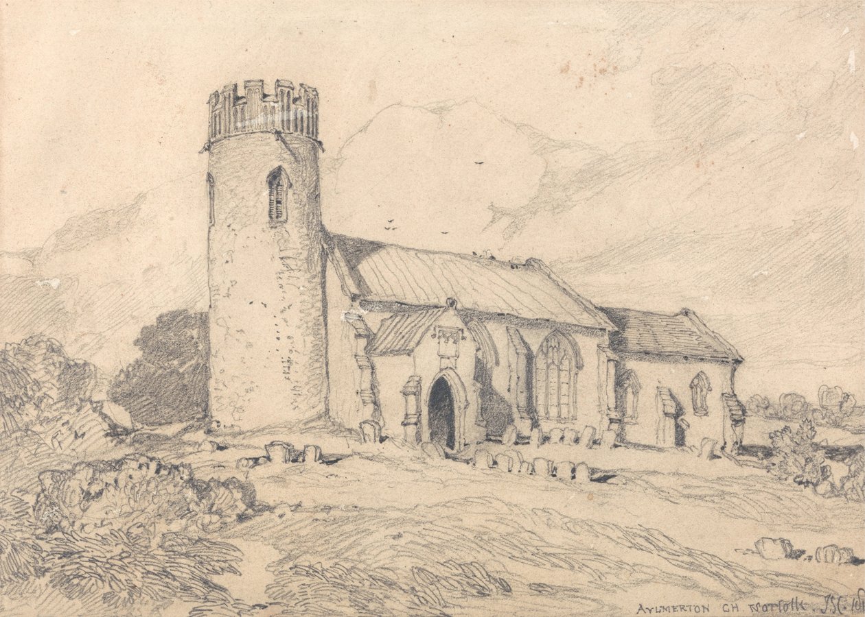 Aylmerton templom; Norfolk, délnyugatról alkotó: John Sell Cotman