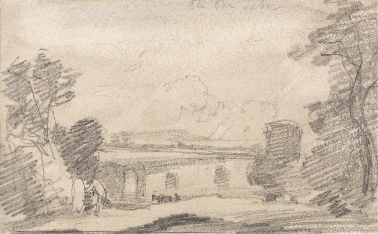 Híd és rom, Richard Wilson után; A Tiberen alkotó: John Sell Cotman