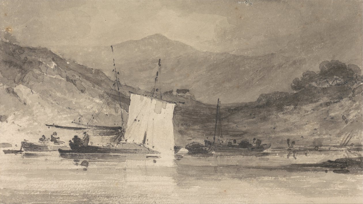 Cader Idris a Mawddach torkolatától Barmouth felett alkotó: John Sell Cotman