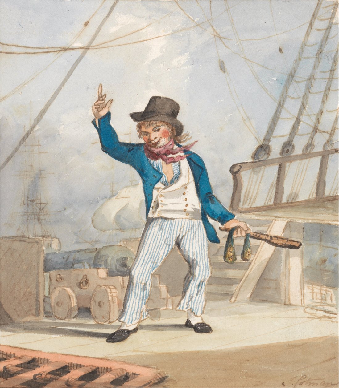 A tengerész karikatúrája (egy a háromból) alkotó: John Sell Cotman