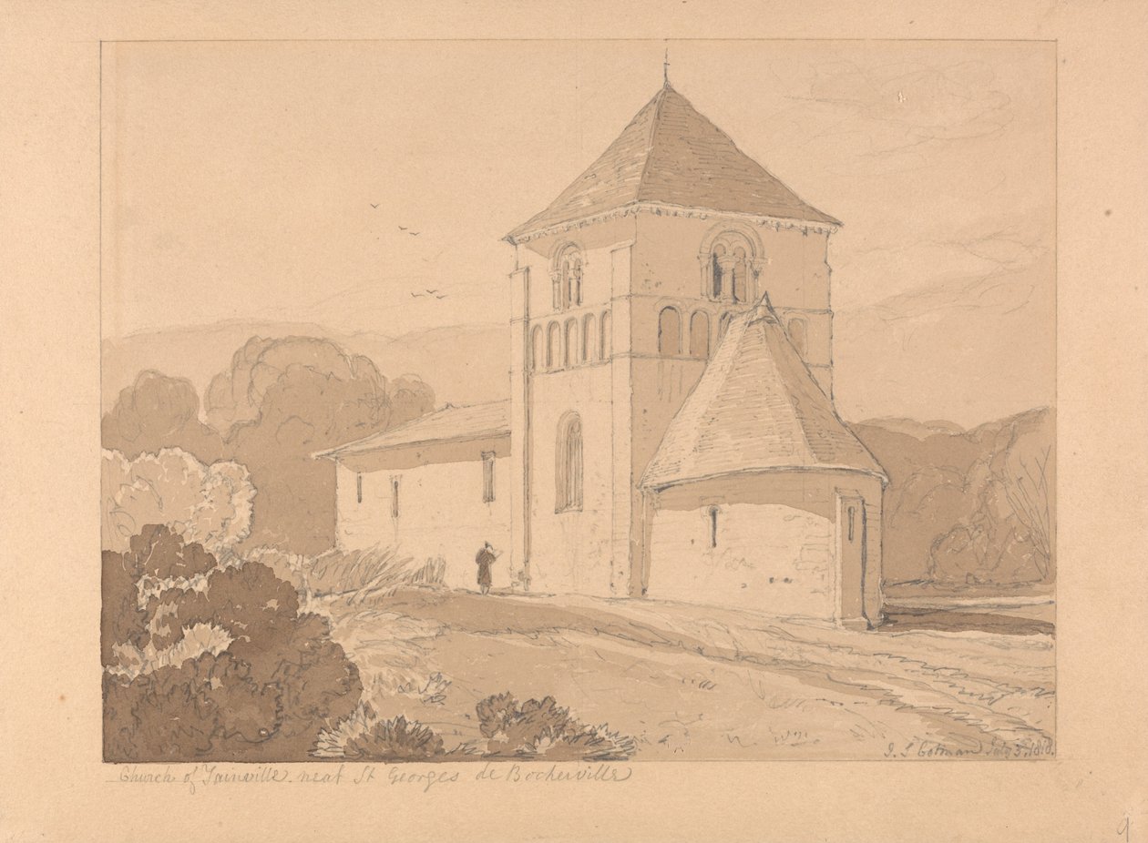 Yainville -templom, Saint Georges de Boscherville közelében, Normandia alkotó: John Sell Cotman