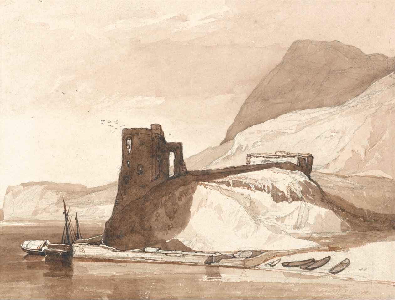 Parti jelenet várral alkotó: John Sell Cotman
