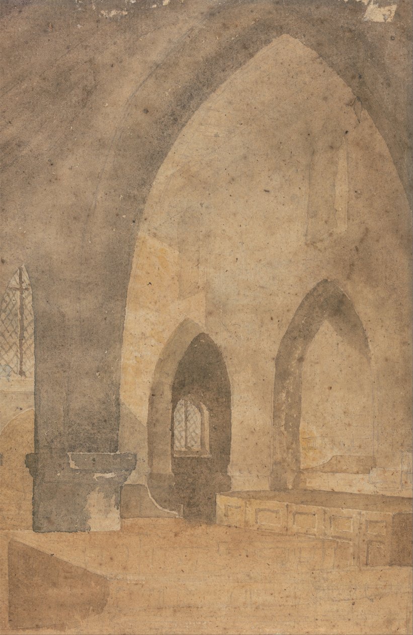 Egy templom belseje, Dél -folyosóról nyugatra néz alkotó: John Sell Cotman