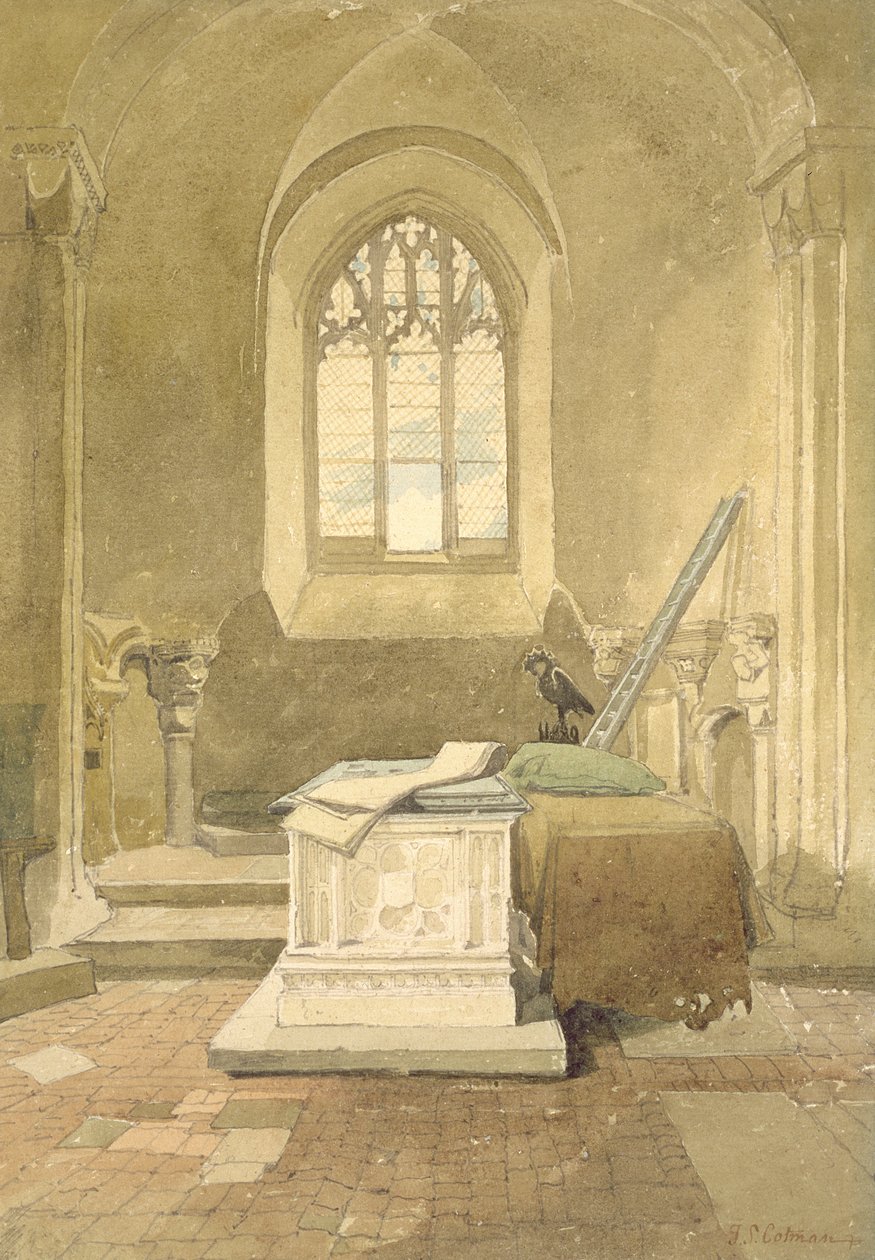 Jézus-kápolna, norwichi katedrális, 1807 körül (wc és fekete ólom papíron) alkotó: John Sell Cotman