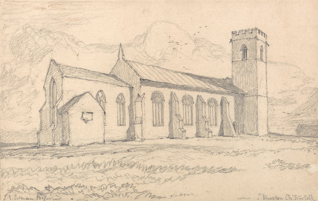 Knapton templom, Norfolk, északkeletről alkotó: John Sell Cotman