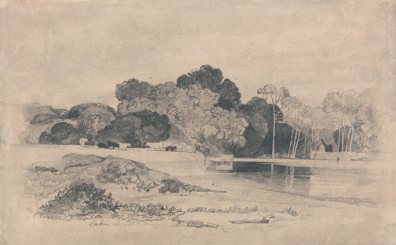 Tó Trenthamben, Staffordshire -ben alkotó: John Sell Cotman