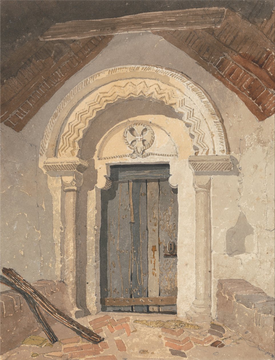 Norman ajtó, Tottenhill templom, Norfolk alkotó: John Sell Cotman
