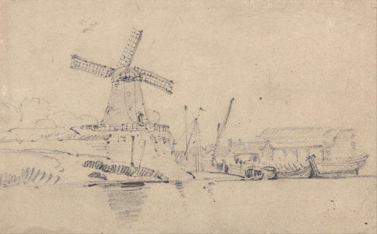 Folyó és szélmalom alkotó: John Sell Cotman