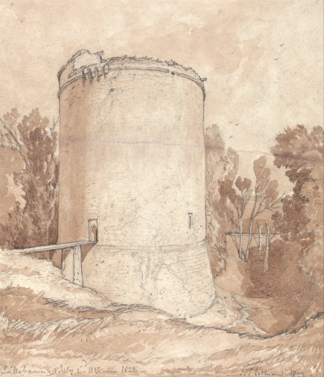 Kerek torony, Lillebonne -i kastély, Normandia alkotó: John Sell Cotman