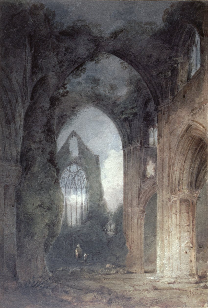 Tintern Abbey holdfényben (toll és barna tinta és wc papírra) alkotó: John Sell Cotman