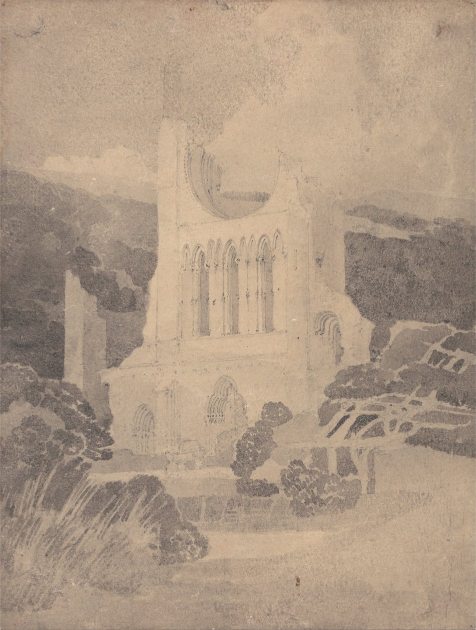 A Byland Abbey nyugati frontja, Yorkshire alkotó: John Sell Cotman