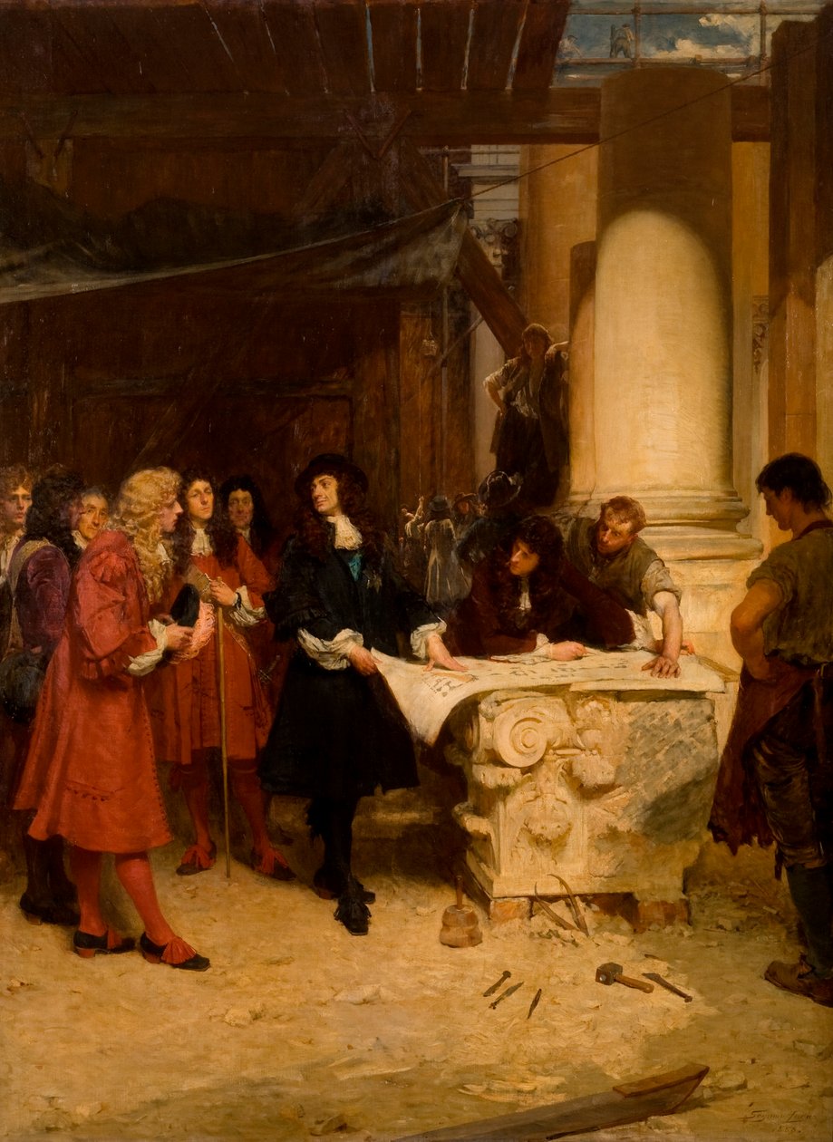 Szent Pál, A király látogatása Wrennél, 1888 alkotó: John Seymour Lucas