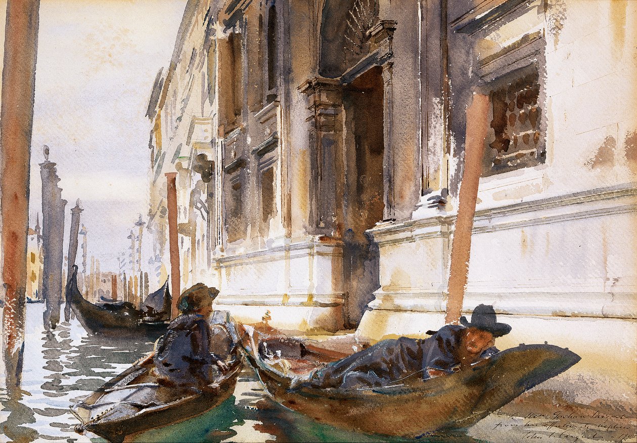 Gondoliers SiestanFrancais: Gondoliers Siestan alkotó: John Singer Sargent