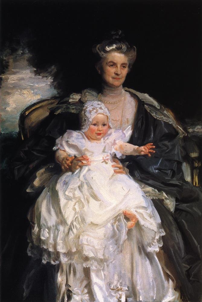 Henry Phipps asszony és unokája Winston. Mrs. Phipps és Winston Guest Sargent festménye az Old Westbury Gardens Phipps ebédlőjében lóg, Old Westbury, Long Island, NY, amely most már nyilvános. A tábla szerint ez w alkotó: John Singer Sargent