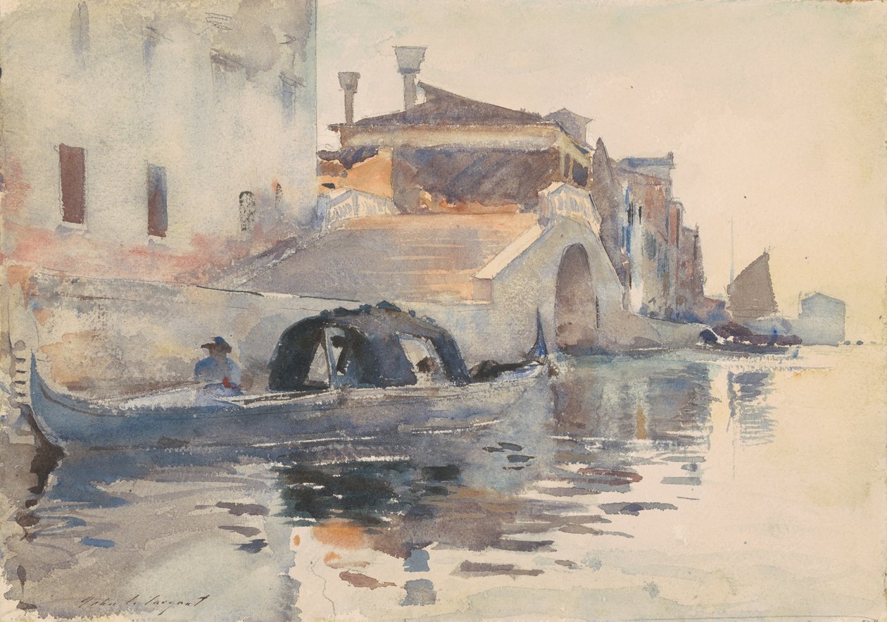 Canal Scene, Ponte Panada, Fondamenta Nuove, Velence, 1880-82 körül (wc ceruzával papíron) alkotó: John Singer Sargent