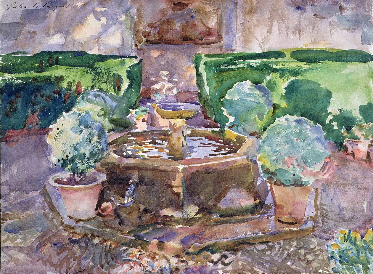 Szökőkutak a Generalife-ban, Granada (akvarell papíron) alkotó: John Singer Sargent