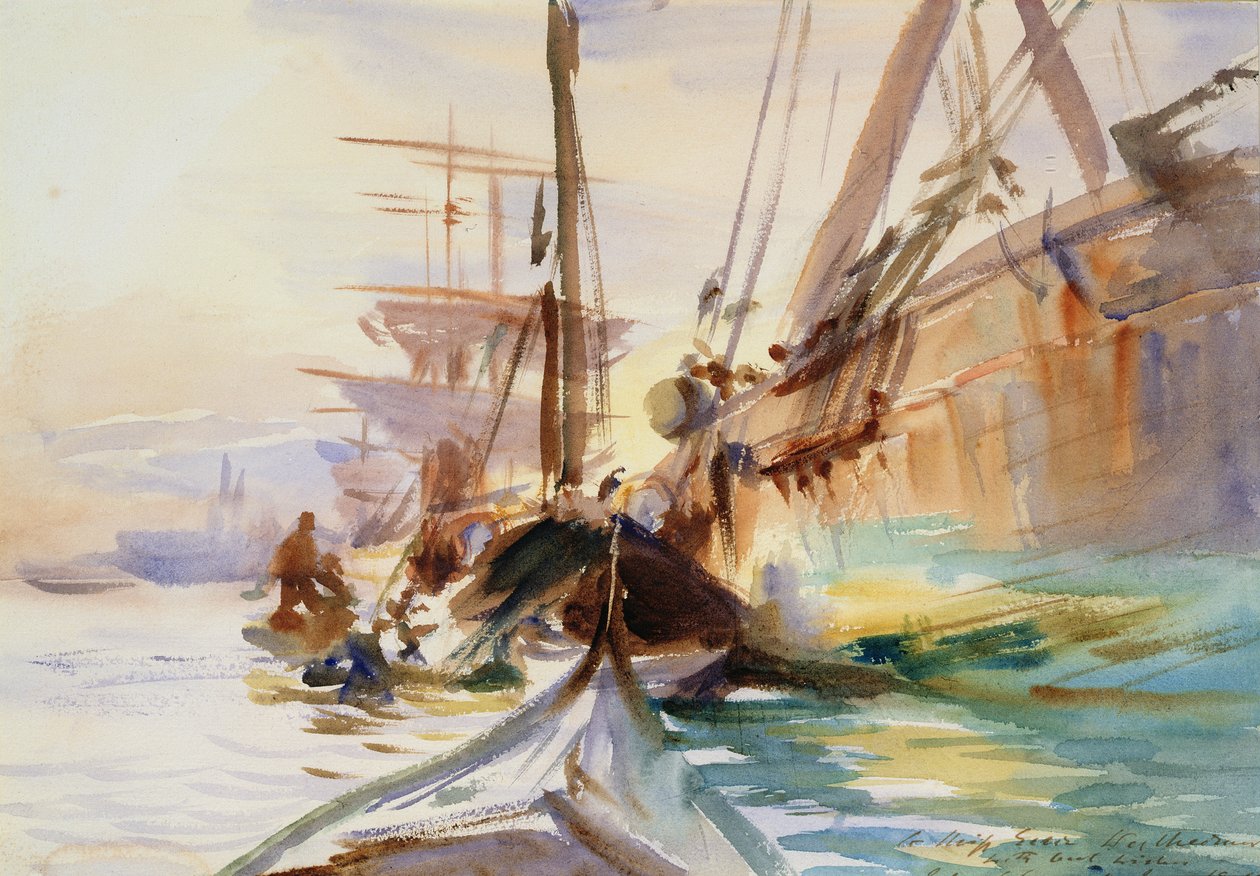 Hajók kirakodása Velencében, 1904 alkotó: John Singer Sargent