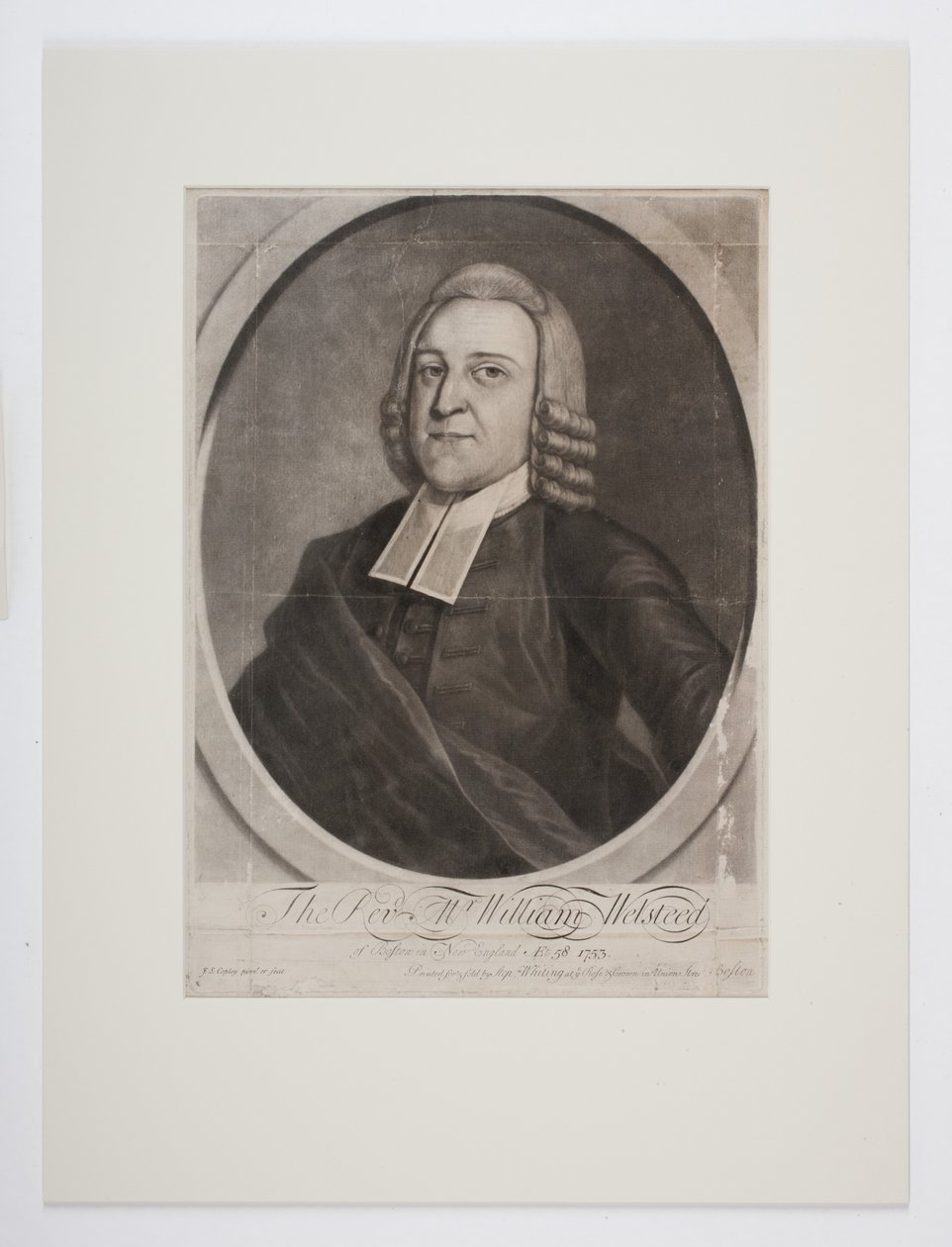 William Welsteed tiszteletes úr Bostonból, Új-Angliából, 1753 körül (metszet) alkotó: John Singleton Copley