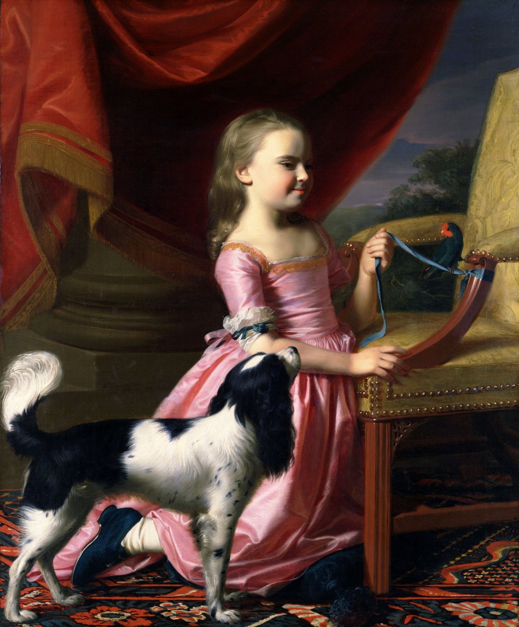 Fiatal hölgy egy madárral és egy kutyával alkotó: John Singleton Copley