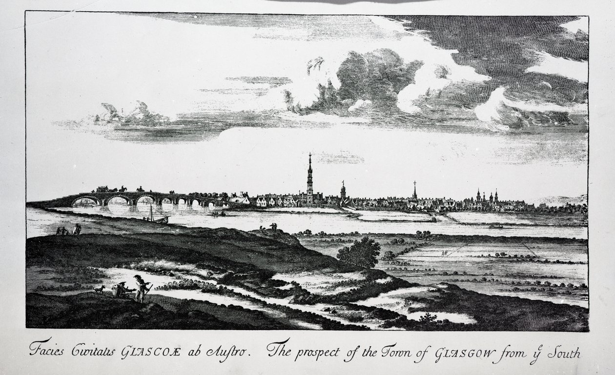 Glasgow városának kilátása délről, John Slezer „Theatrum Scotiae” című művéből, 1693 alkotó: John Slezer