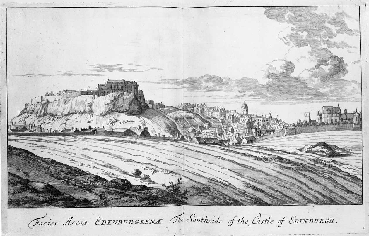 Az edinburghi kastély déli oldala, John Slezer Theatrum Scotiae című művéből, 1693 alkotó: John Slezer