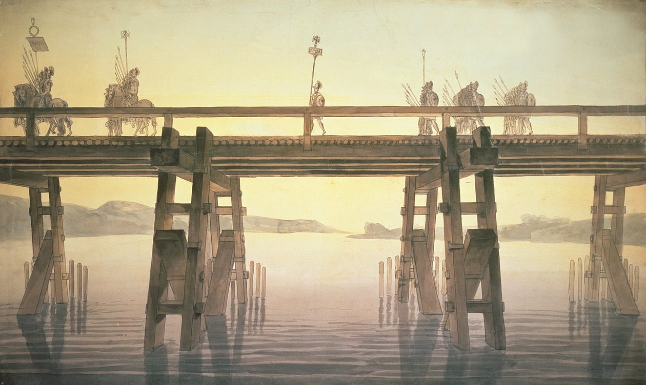 A császár hídja, 1814 (toll és tinta WC-vel papíron) alkotó: John Soane
