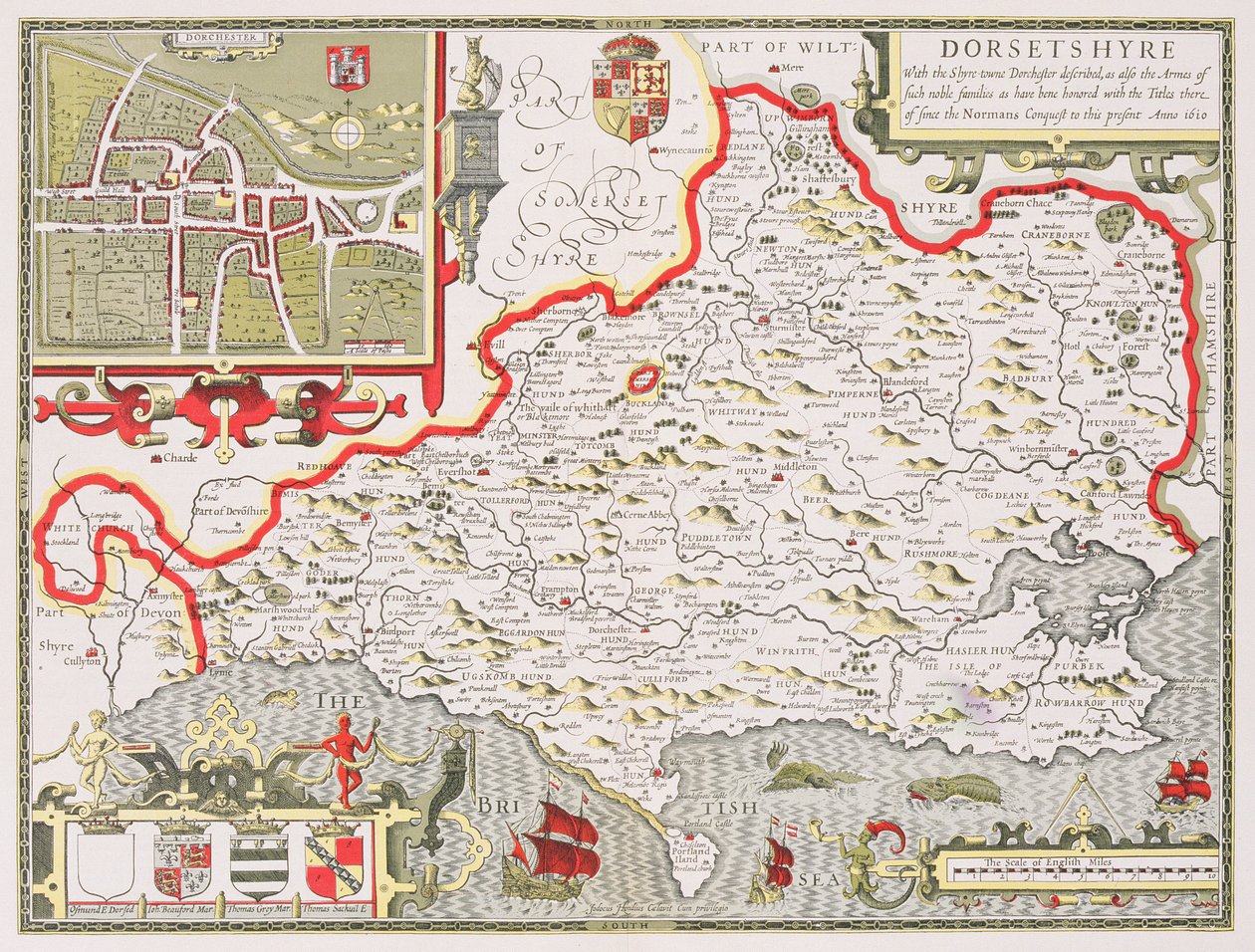Dorsetshire, Jodocus Hondius (1563-1612) metszete, John Speed