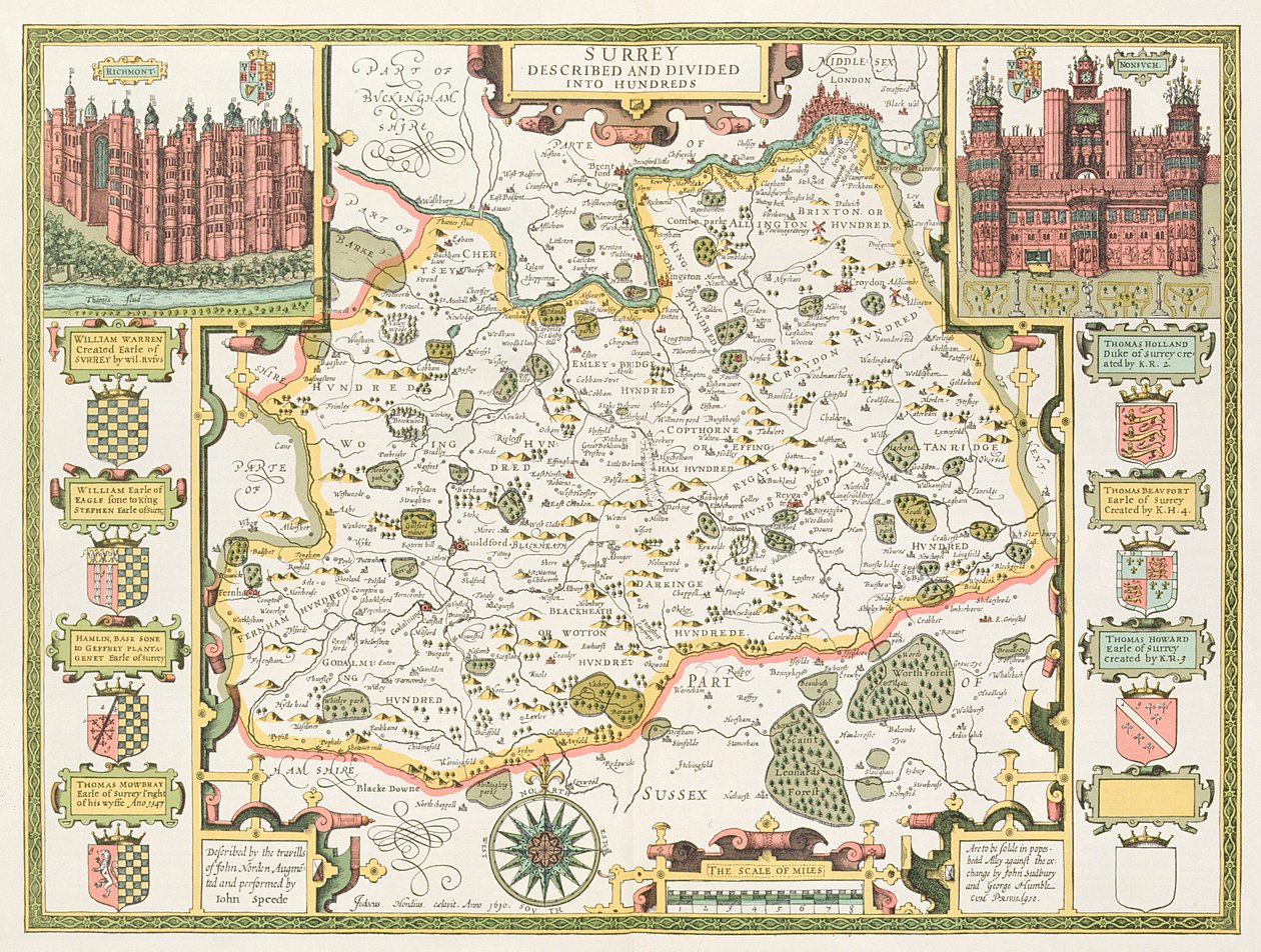 Surrey térképe, Jodocus Hondius (1563-1612) metszete, a John Speed