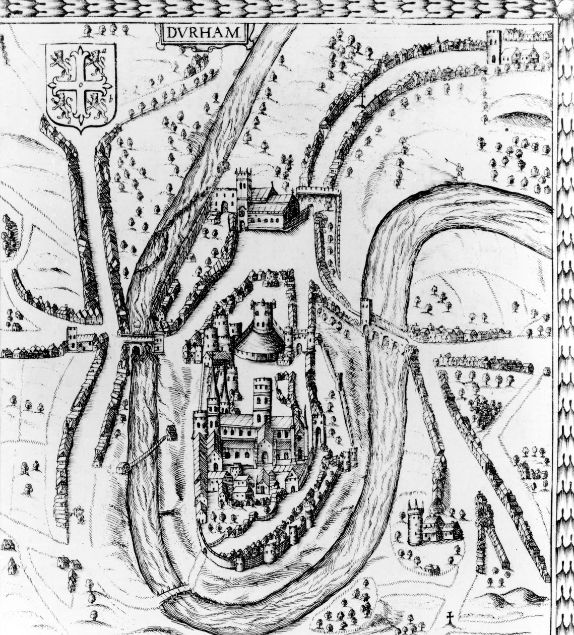 Durham városának térképe, 1662 körül alkotó: John Speed