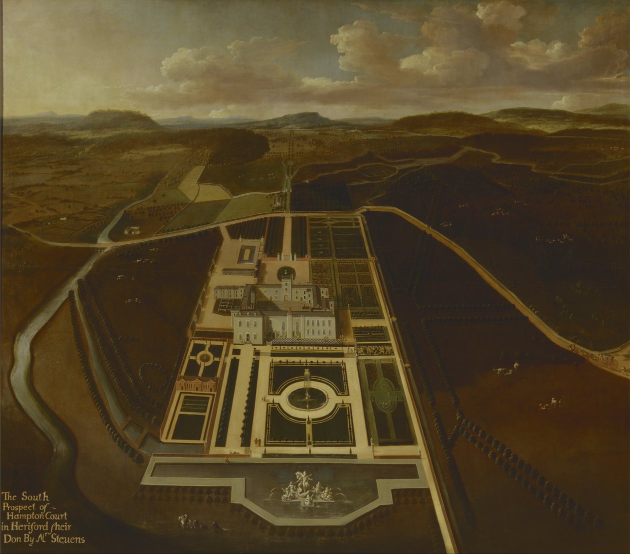 A Hampton Court déli prospektusa, Herefordshire alkotó: John Stevens