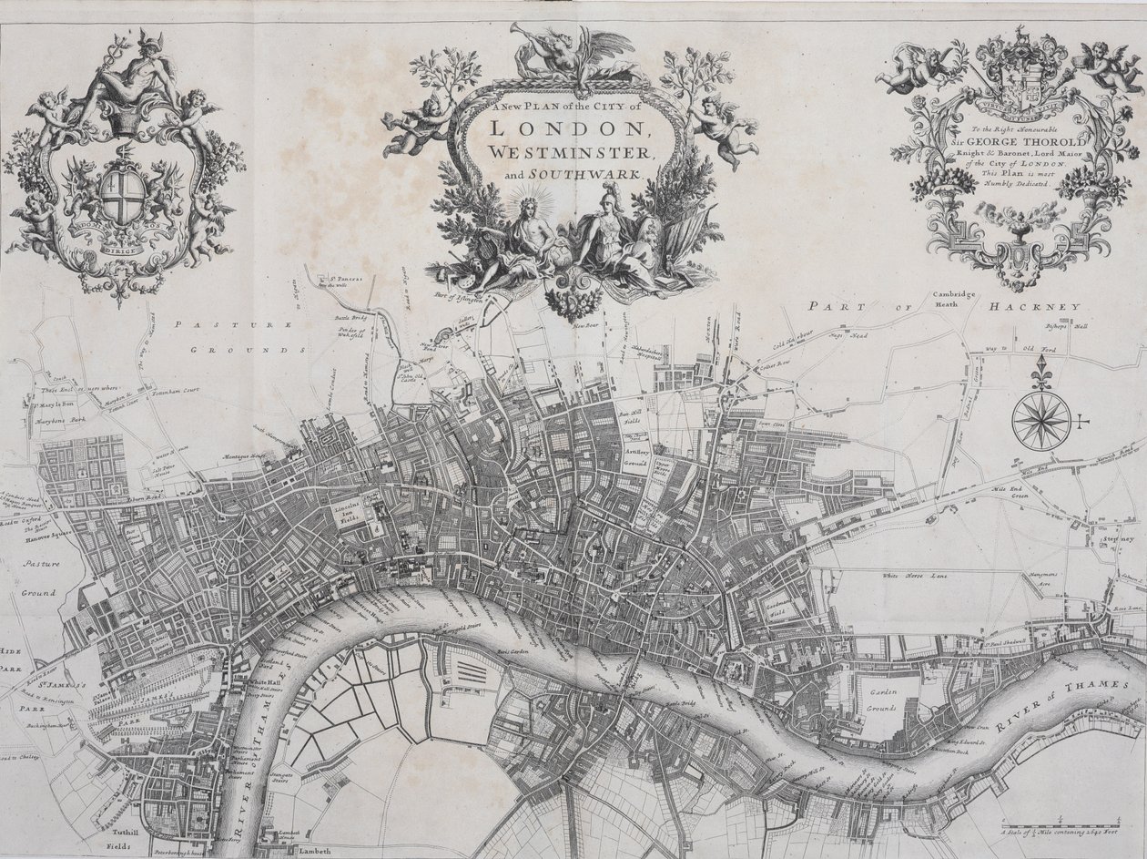 A londoni City, Westminster és Southwark új terve, „A Survey of the Cities of London and Westminster”, kinyomtatta A. Churchill, J. Knapton, R. Knaplock és társai, 1720 alkotó: John Stow