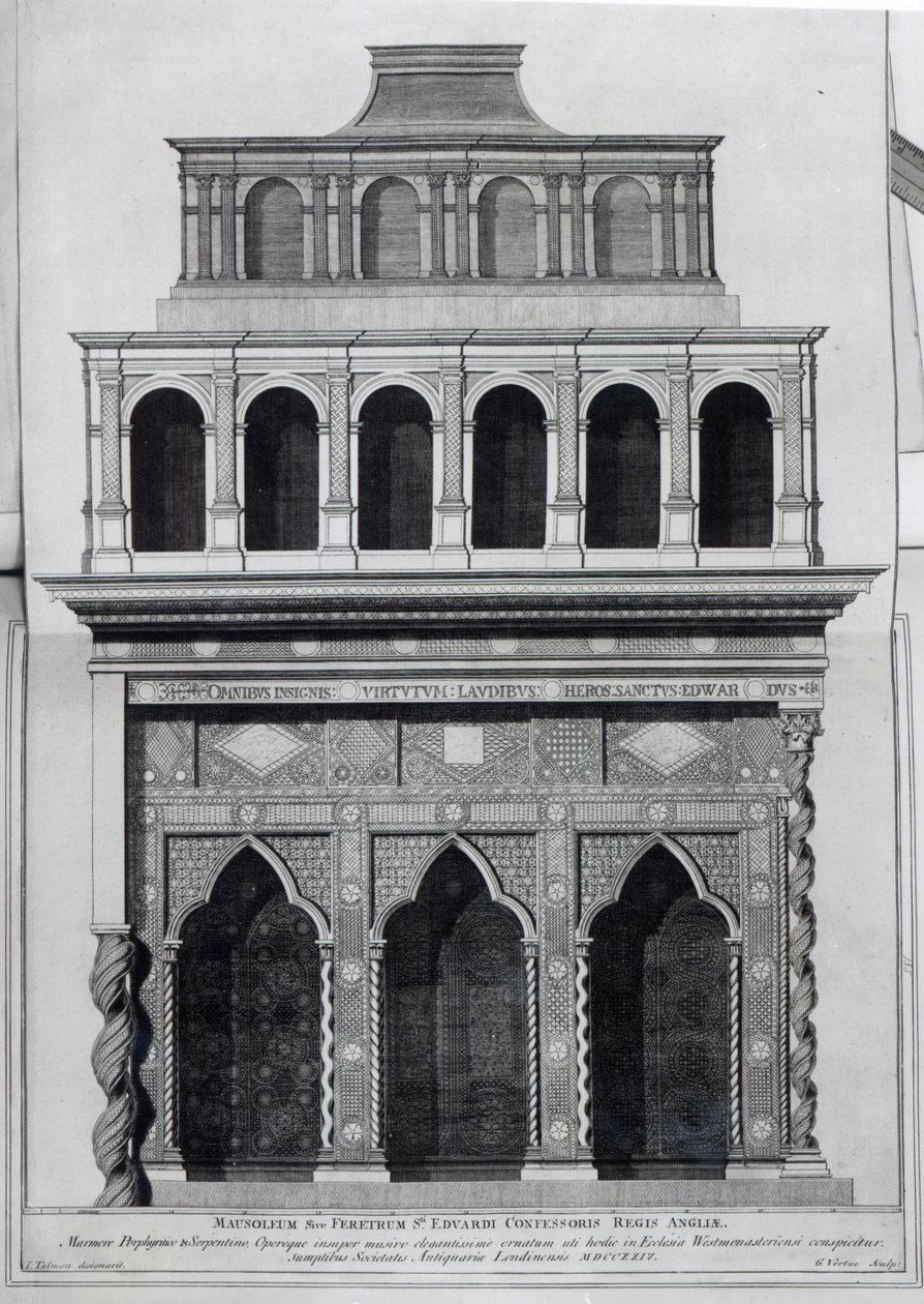 Hitvalló Edward király szentélye a Westminster Abbey-ben, George Vertue metszete, 1724 alkotó: John Talman