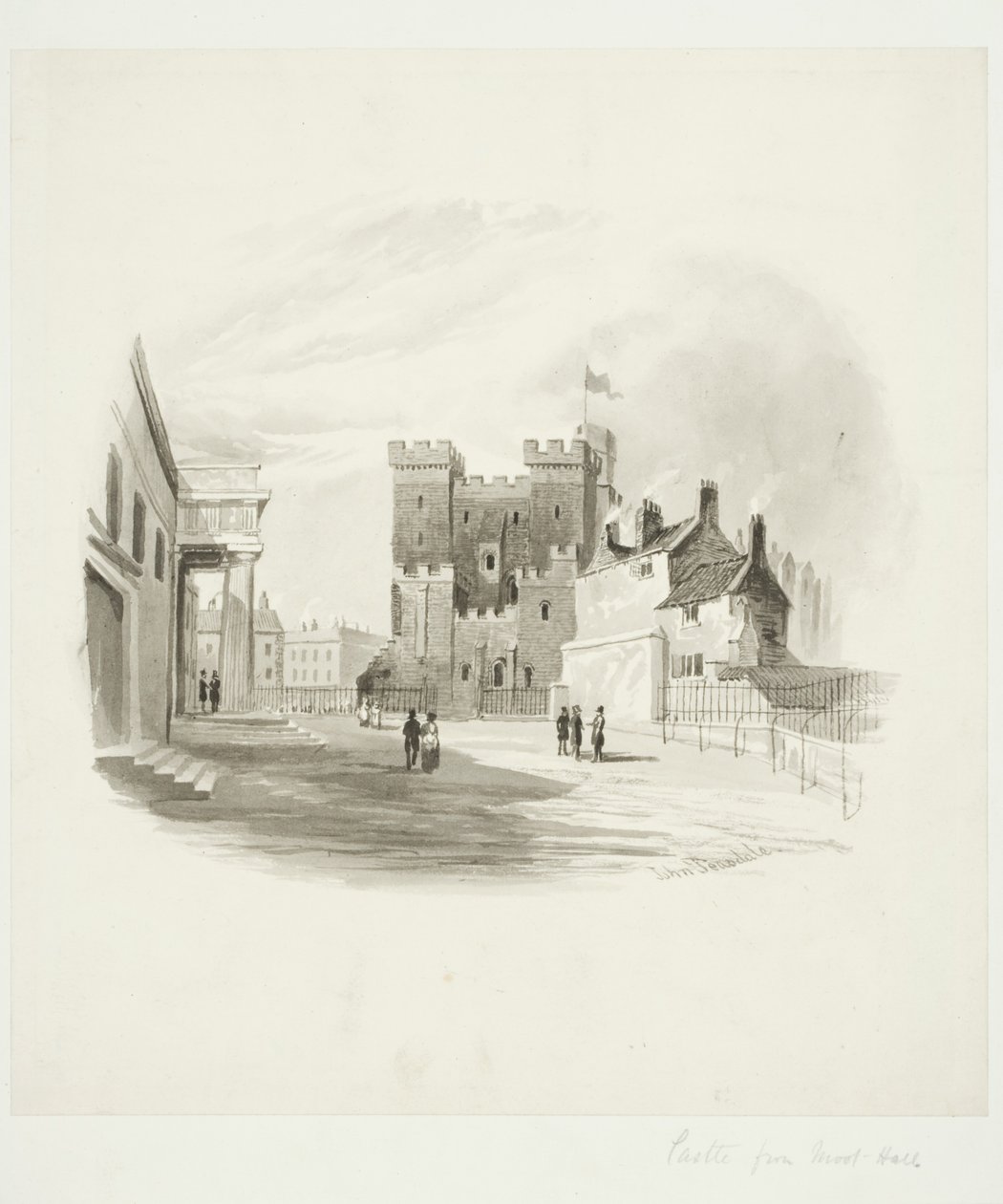A vár a megyei bíróságtól, Newcastle upon Tyne (akvarell papíron (papírra ragasztva)) alkotó: John Teasdale