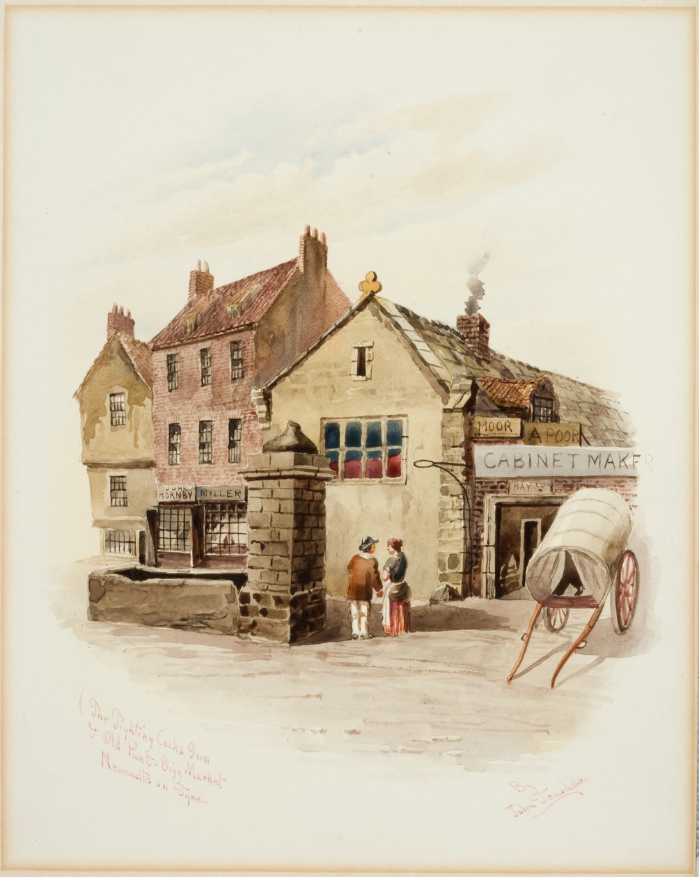 The Fighting Cocks Inn and Old Pant, Bigg Market, Newcastle upon Tyne (testszín) alkotó: John Teasdale