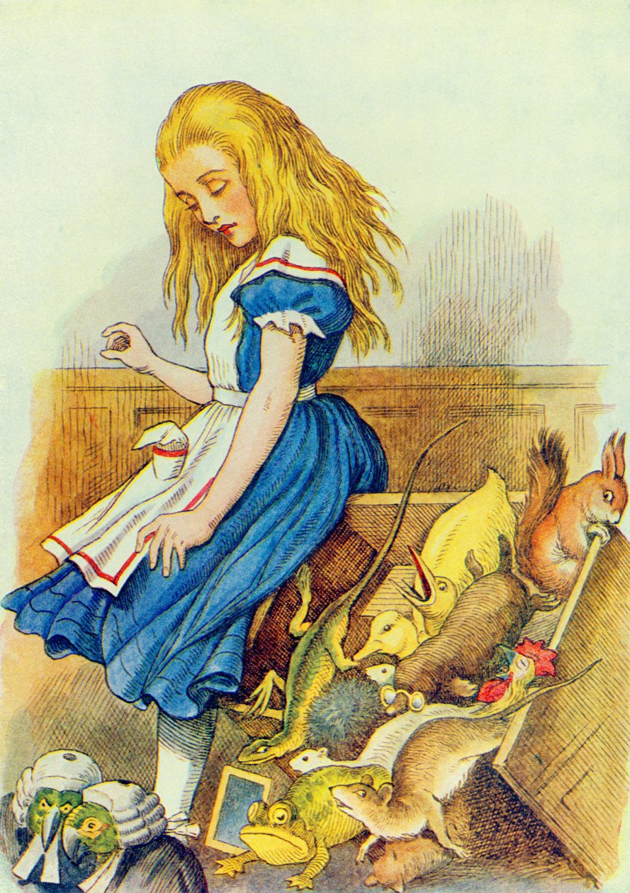 Alice felborítja az esküdtszéket, illusztráció Lewis Carroll (1832-9) „Alice Csodaországban” című művéből alkotó: John Tenniel