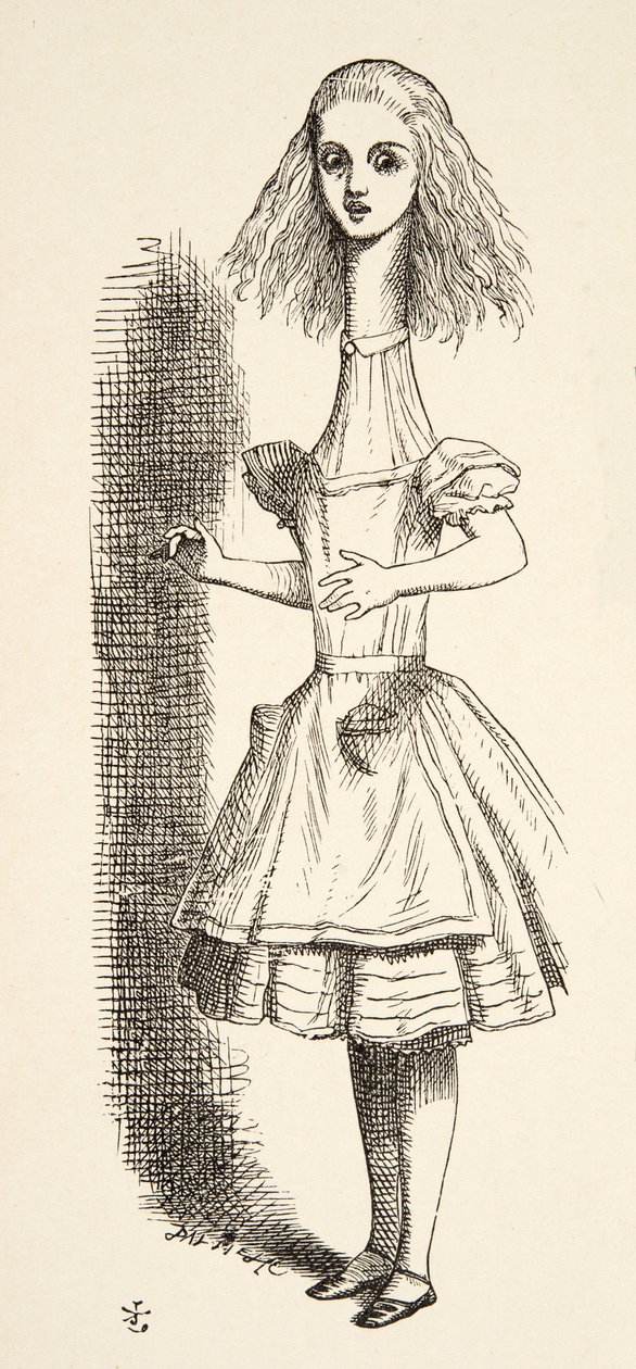 Alice magasabbra nő, Lewis Carroll (1832 - 98) Alices Adventures in Wonderland című művéből, megjelent 1891-ben. alkotó: John Tenniel