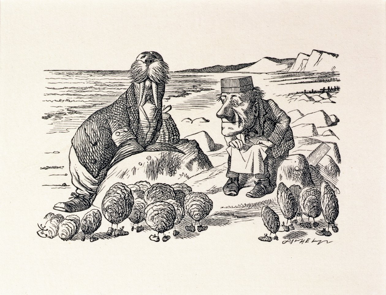 De várj egy kicsit, illusztráció Lewis Carroll 