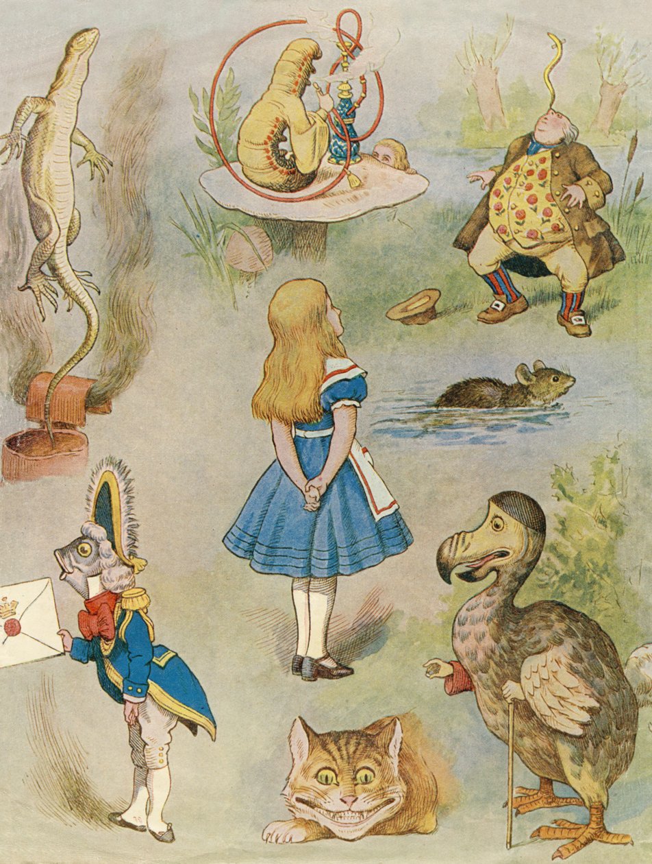 Az Alice Csodaországban szereplői (színes metszet) alkotó: John Tenniel