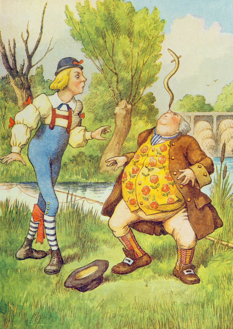 William atya angolnával egyensúlyoz az orrán, illusztrációja Lewis Carroll (1832-9) Alice Csodaországban című filmjéből alkotó: John Tenniel
