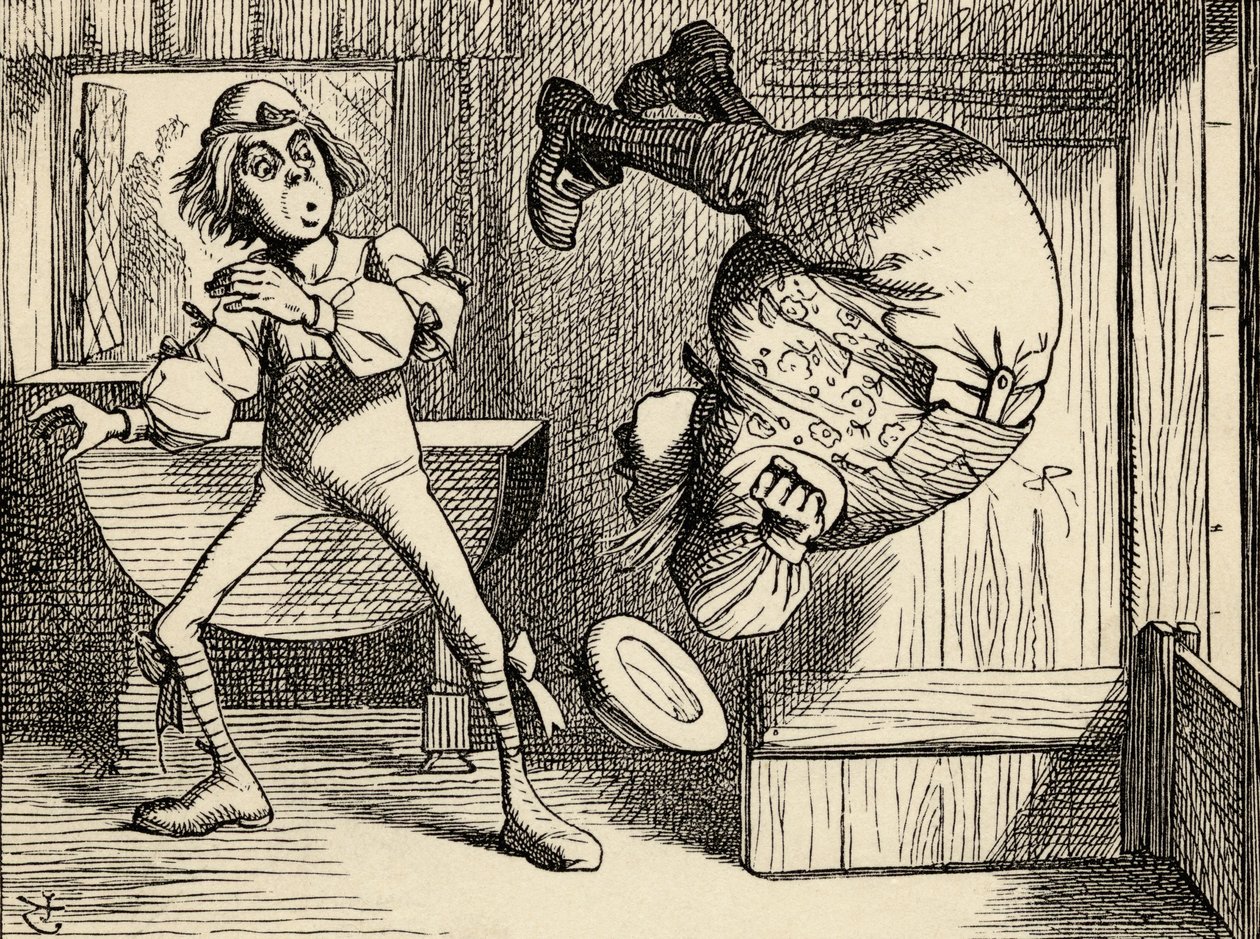 William atya hátraszaltót csinál, Lewis Carroll "Alice kalandjai Csodaországban" című, 1891-ben megjelent művéből. alkotó: John Tenniel