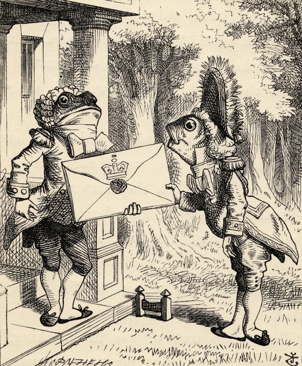 Fish Footman, Lewis Carroll Alice kalandjai Csodaországban című művéből, 1891-ben jelent meg alkotó: John Tenniel