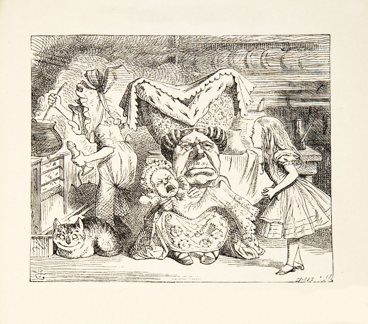 A hercegnő a családjával, Lewis Carroll (1832 - 98) Alices kalandjai Csodaországban című művéből, megjelent 1891-ben. alkotó: John Tenniel