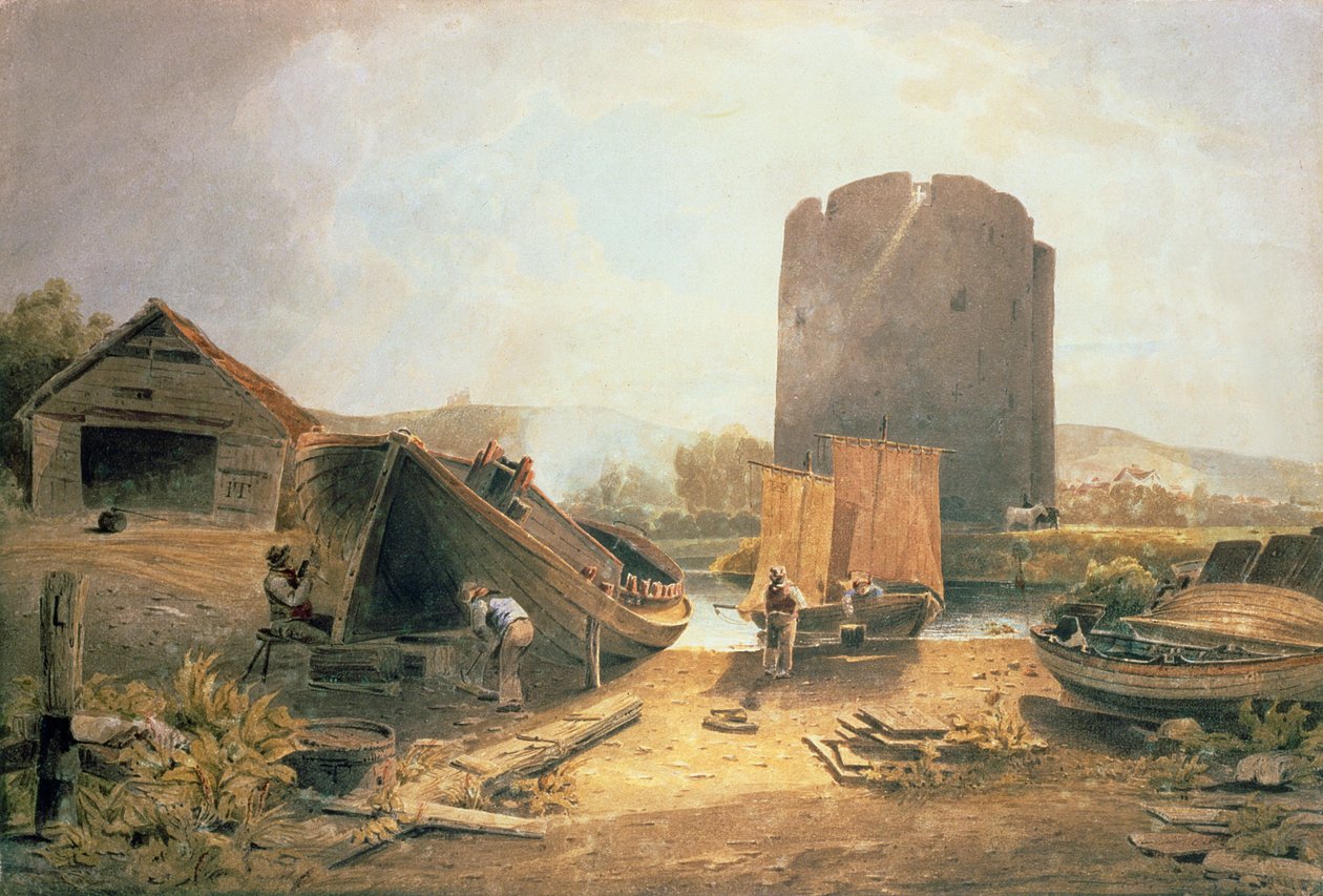 Boat Builders Yard, a Cows Tower közelében, Norwich (wc papíron) alkotó: John Thirtle
